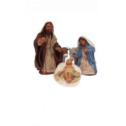 Natività 5 pz cm 7 terracotta e tessuto