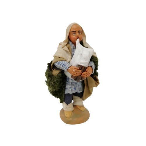 Zampognaro cm 10 terracotta e tessuto