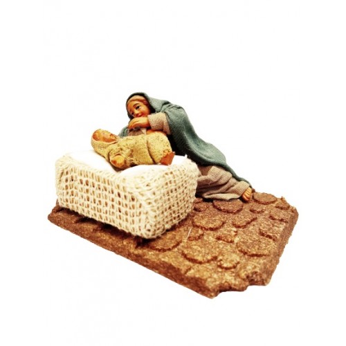 Donna sulla culla con bambino cm 10...