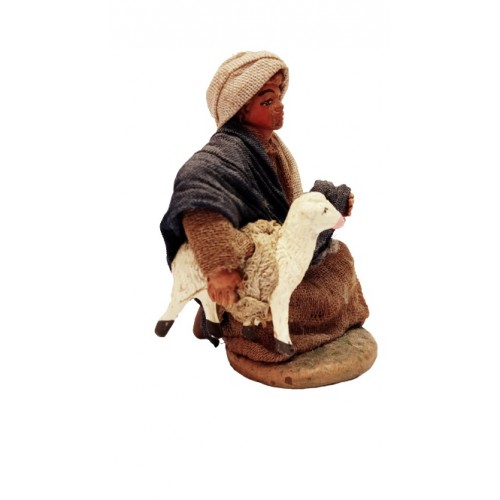 Uomo con pecora sotto braccio cm 10...