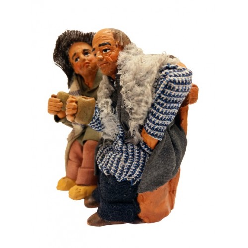 Coppia di bevitori cm 10 terracotta e...