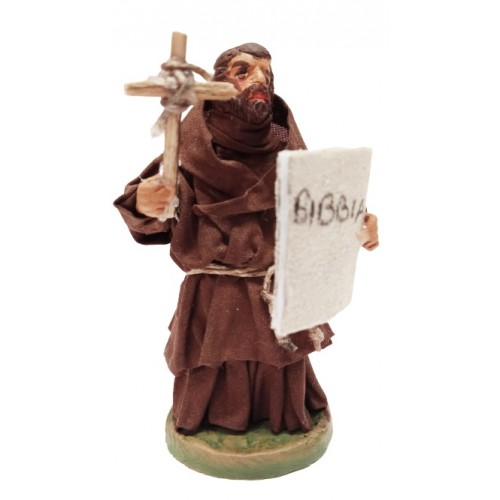 Frate con bibbia cm 10 terracotta e...