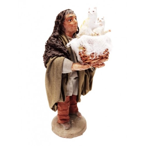 Uomo con cesto di gatti cm 10...