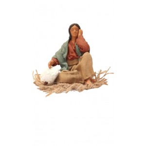 Donna seduta con agnello cm... 2