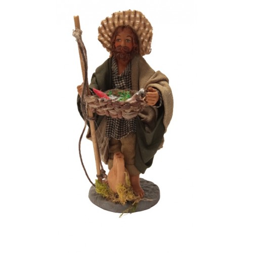 Pescatore con cesto di pesci cm 12...