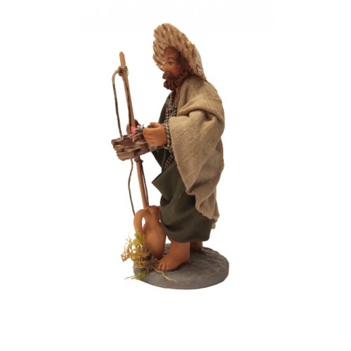 Pescatore con cesto di pesci cm 12...