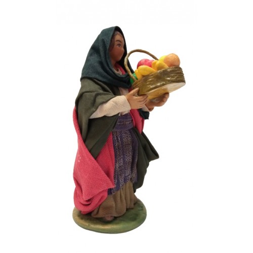 Donna con cesto di frutta cm 12...
