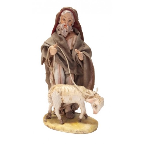 Pastore con pecora cm 12 terracotta e...