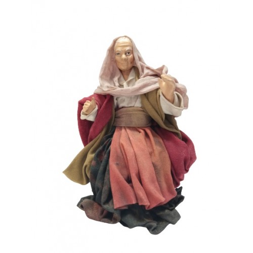 Donna seduta cm 14 terracotta e tessuto