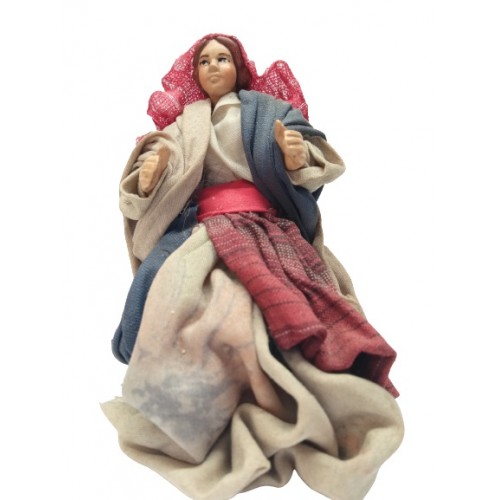 Donna seduta cm 14 terracotta e tessuto