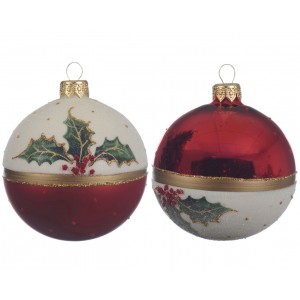 Coppia di sfere vetro rosso...