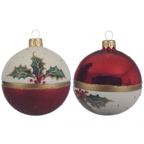 Coppia di sfere vetro rosso e bianco...