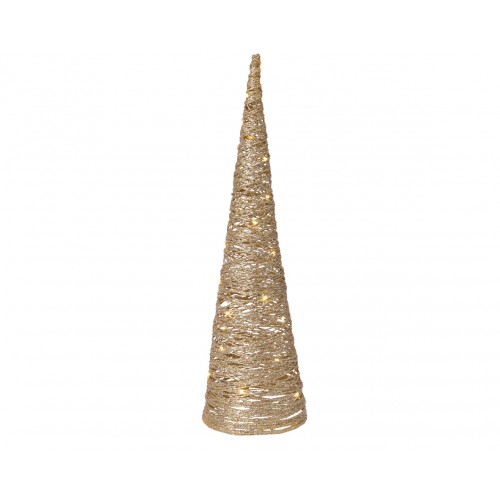 Cono oro glitterato con luci H 78 cm