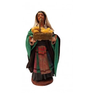 Donna con cesto di pane cm...