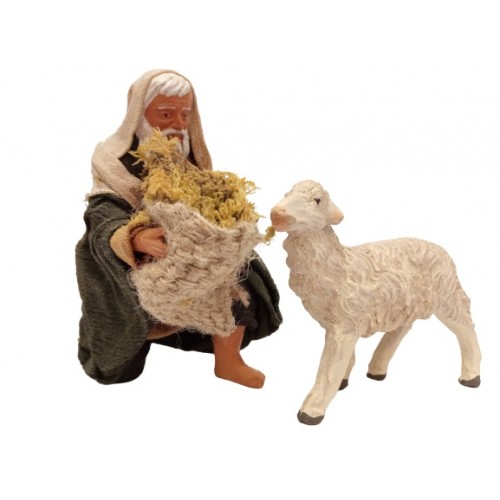 Pastore con pecora 13 cm terracotta e...