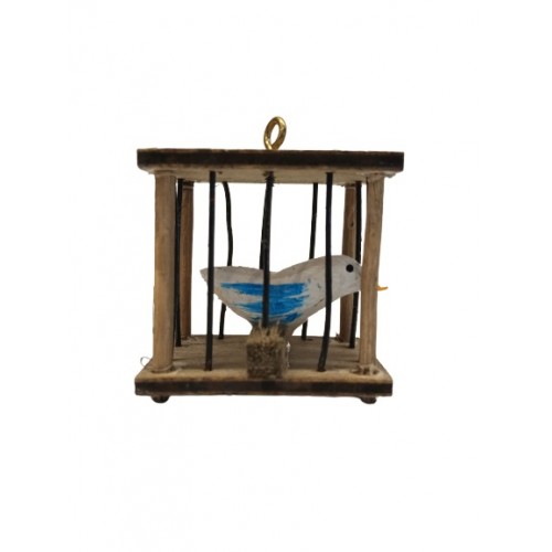 Gabbietta con uccellino H 4 cm Resina