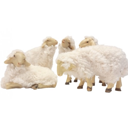 Pecora con Lana  set 5 pz H 7,5 cm...