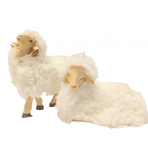 Pecora con Lana  set 2 pz H 6,5 cm...