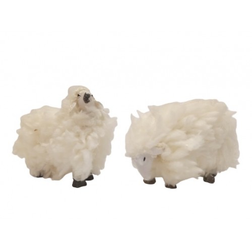 Pecora con Lana  set 2 pz H 4 cm Resina