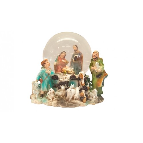 Sfera con neve Natività H 10,5 cm Resina