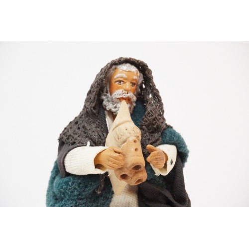 zampognaro cm 10 terracotta e tessuto