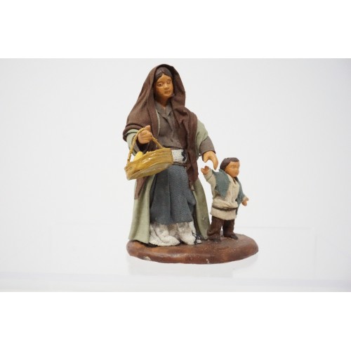 Donna con bambino cm 10 terracotta e...