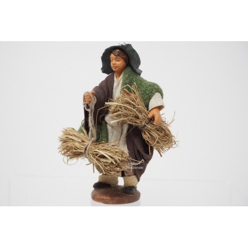 Uomo con fascine di fieno cm 10...