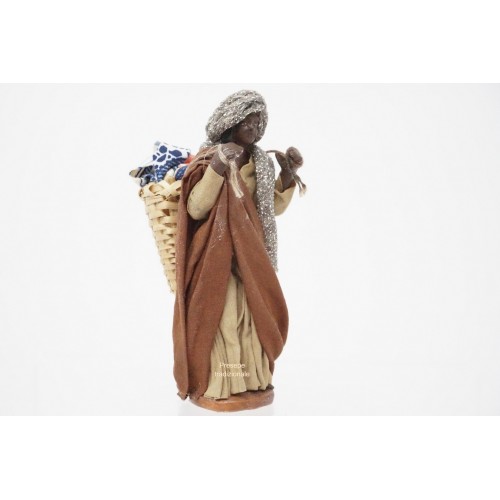 Donna mora con cesto cm 10 terracotta...