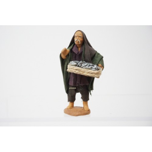Pescivendolo cm 7 terracotta e tessuto