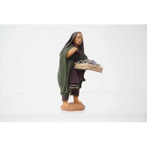 Pescivendolo cm 7 terracotta e tessuto