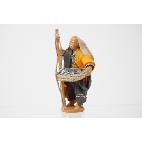 Pescatore con pesci cm 7 terracotta e...