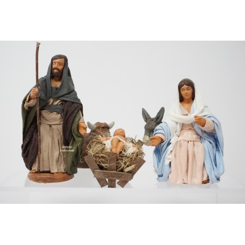 Natività 5 pz cm 10 terracotta e tessuto