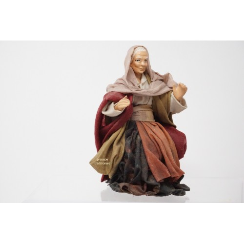 Donna seduta cm 14 terracotta e tessuto
