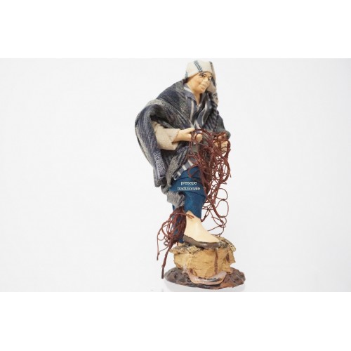 Pescatore con rete cm 13 terracotta e...