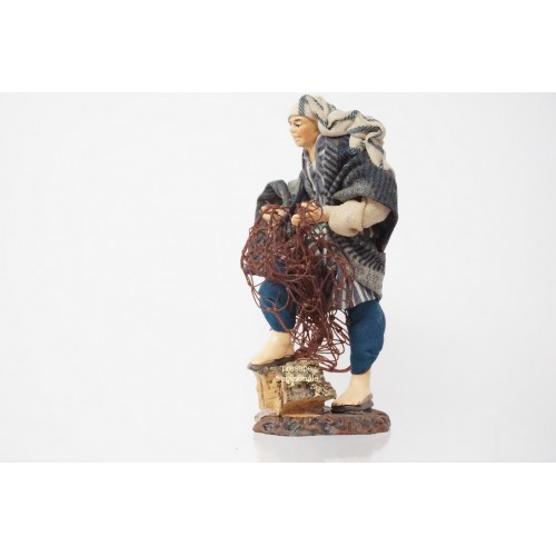 Pescatore con rete cm 13 terracotta e...
