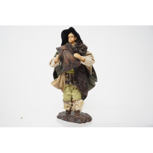 Zampognaro cm 13 terracotta e tessuto