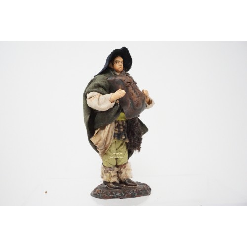 Zampognaro cm 13 terracotta e tessuto