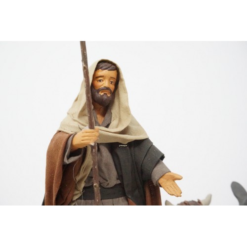 Natività 5 pz cm 12 terracotta e tessuto