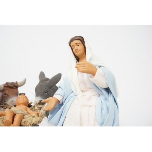 Natività 5 pz cm 12 terracotta e tessuto