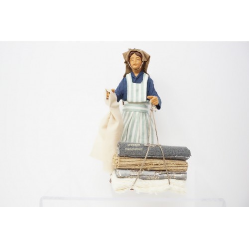 Donna con stoffe cm 15 terracotta e...