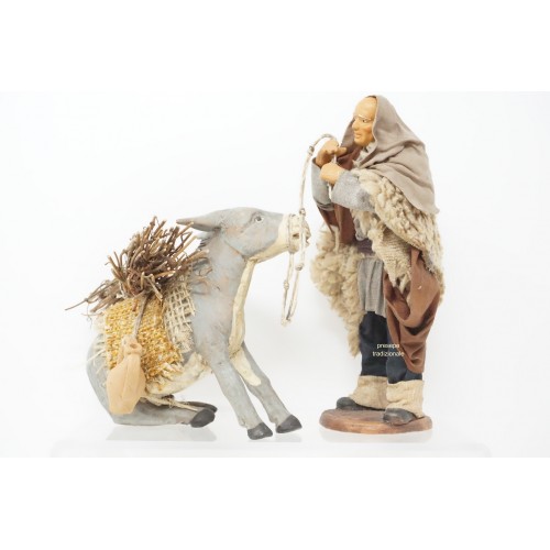 Pastore con asino cm 15 terracotta e...