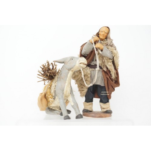 Pastore con asino cm 15 terracotta e...