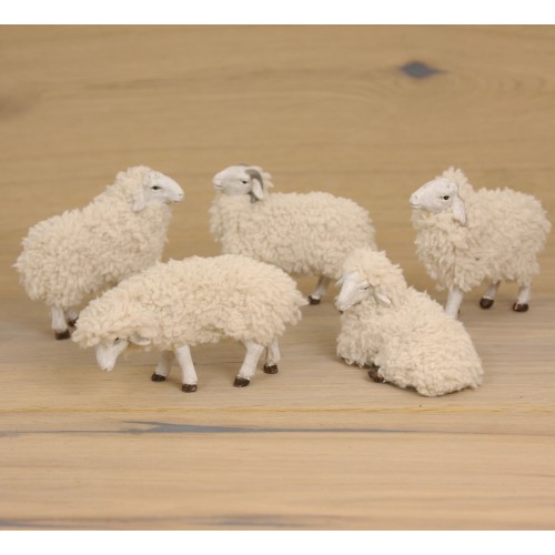 Pecora con Lana  set 5 pz H 6,5 cm...