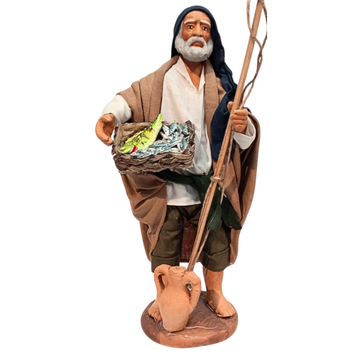 Pescatore con canna cm 15 terracotta...