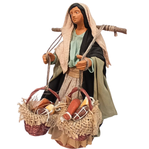Donna con cesti salumi cm 15...
