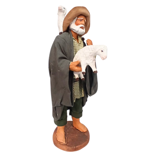 Pastore con pecore cm 15 terracotta e...