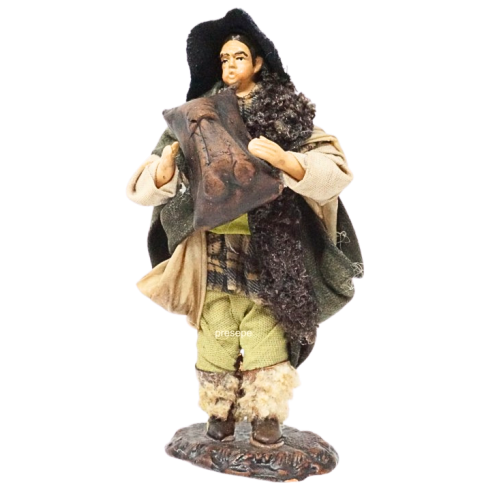 Zampognaro cm 13 terracotta e tessuto