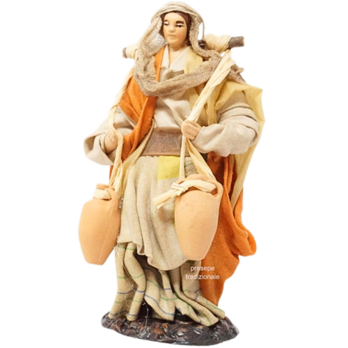 Donna con brocche cm 13 terracotta e...