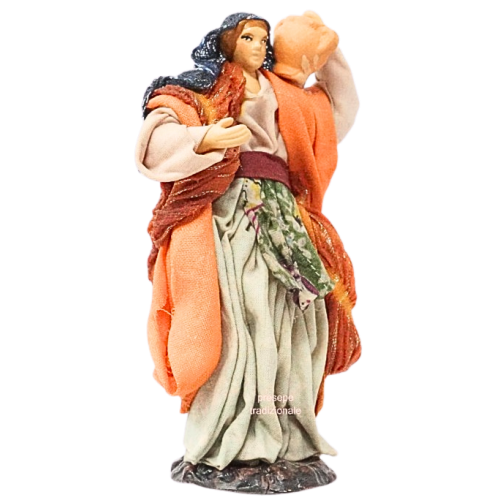 Donna con brocca cm 13 terracotta e...
