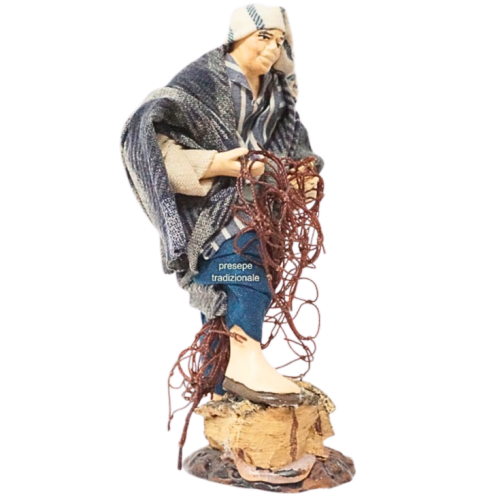 Pescatore con rete cm 13 terracotta e...